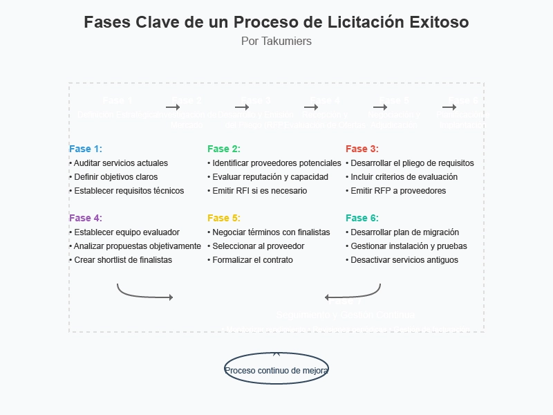 Diagrama simplificado del proceso de licitación de telecomunicaciones